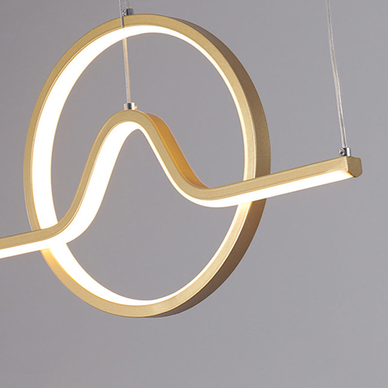 2-Light Modernism Golden/Black Ceiling Light LED Kitchen Island Lighting for Bedroom