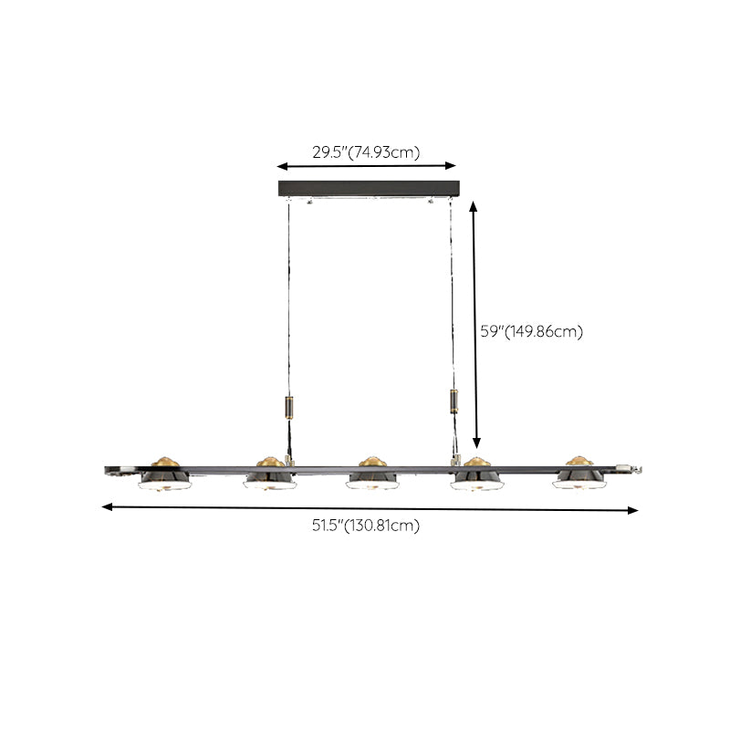 Black and Gold Hanging Light Modern Island Light Fixture with Metal for Dining Room