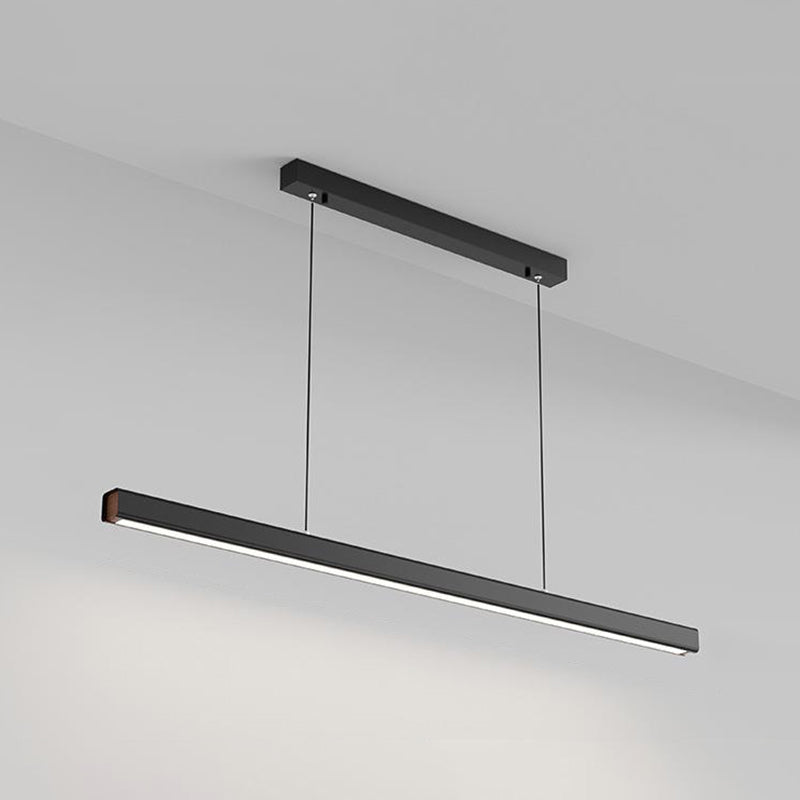 Modern Line Shape Chandelier Lighting Fixtures Metal Hanging Lamp Kit in Black