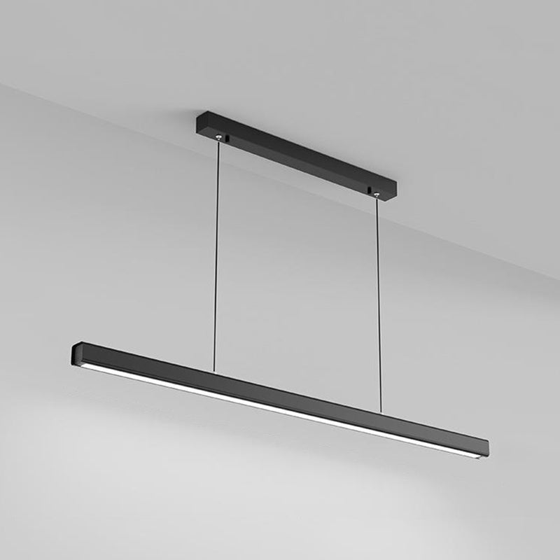 Modern Line Shape Chandelier Lighting Fixtures Metal Hanging Lamp Kit in Black