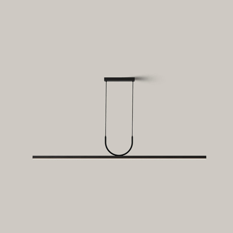 Linear 1 - Light LED Ceiling Pendant Fixture in Dark Black Aluminum Kitchen Island Fixture