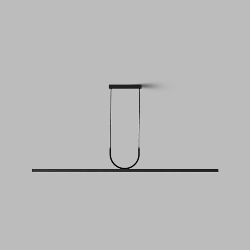 Linear 1 - Light LED Ceiling Pendant Fixture in Dark Black Aluminum Kitchen Island Fixture