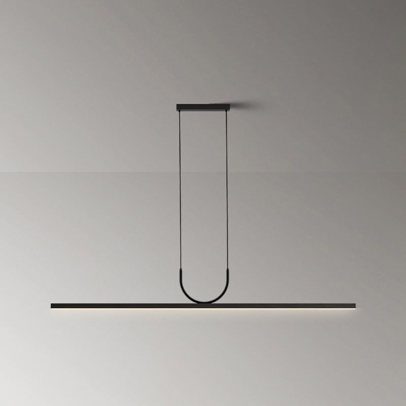 Linear 1 - Light LED Ceiling Pendant Fixture in Dark Black Aluminum Kitchen Island Fixture