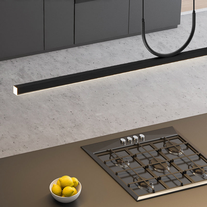 Linear 1 - Light LED Ceiling Pendant Fixture in Dark Black Aluminum Kitchen Island Fixture