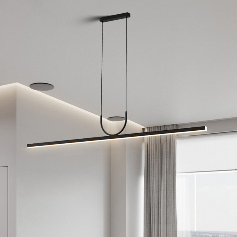 Linear 1 - Light LED Ceiling Pendant Fixture in Dark Black Aluminum Kitchen Island Fixture