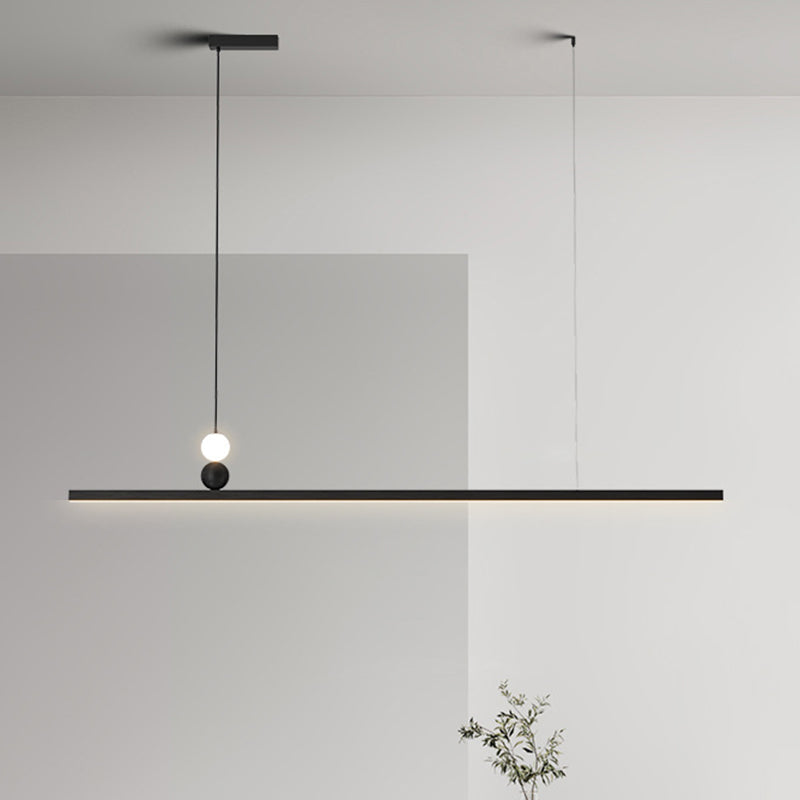 Aluminum and Acrylic Ceiling Pendant Fixture Linear Kitchen Island Fixture in Dark Black