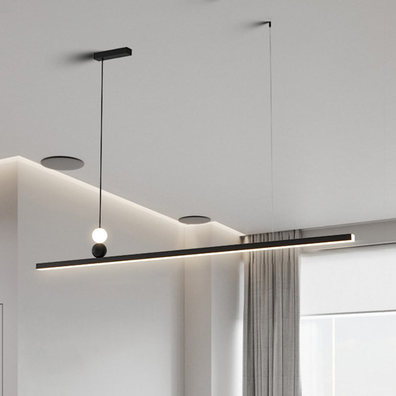 Aluminum and Acrylic Ceiling Pendant Fixture Linear Kitchen Island Fixture in Dark Black