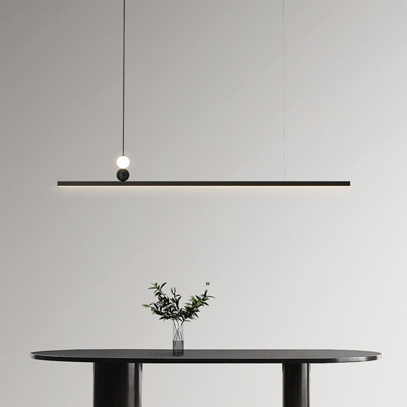 Aluminum and Acrylic Ceiling Pendant Fixture Linear Kitchen Island Fixture in Dark Black