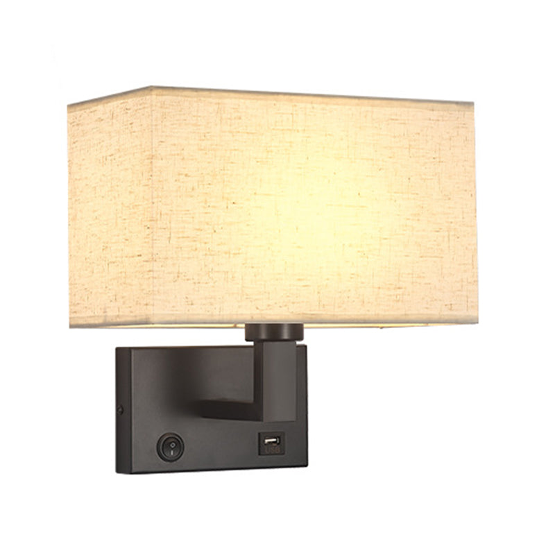 1 - Light Wall Sconce in Black / Gold Metal and Fabric Post Modern Wall Light