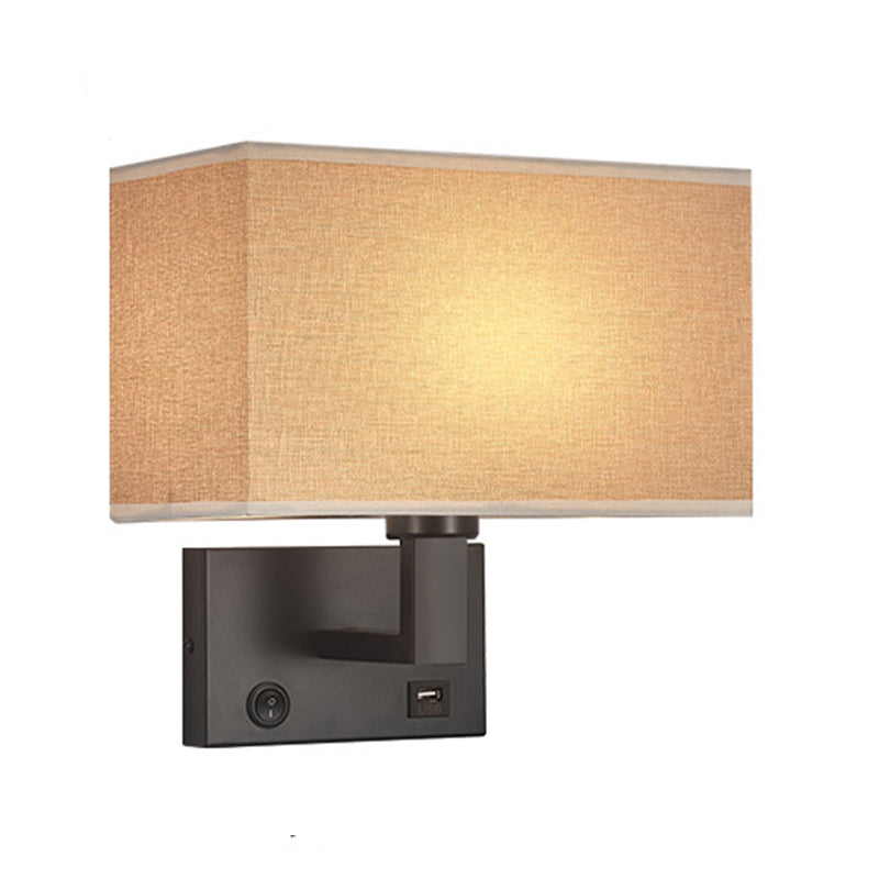 1 - Light Wall Sconce in Black / Gold Metal and Fabric Post Modern Wall Light