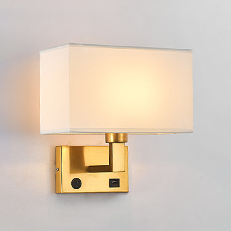 1 - Light Wall Sconce in Black / Gold Metal and Fabric Post Modern Wall Light