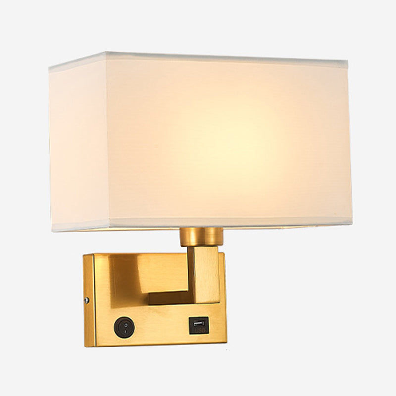 1 - Light Wall Sconce in Black / Gold Metal and Fabric Post Modern Wall Light