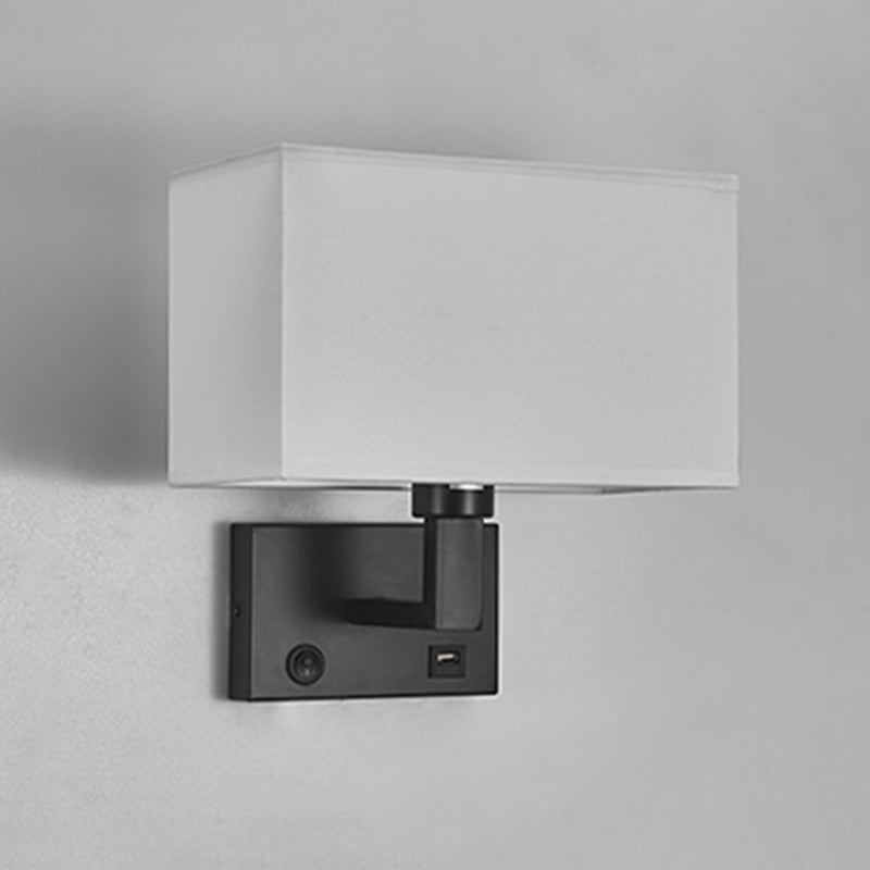 1 - Light Wall Sconce in Black / Gold Metal and Fabric Post Modern Wall Light