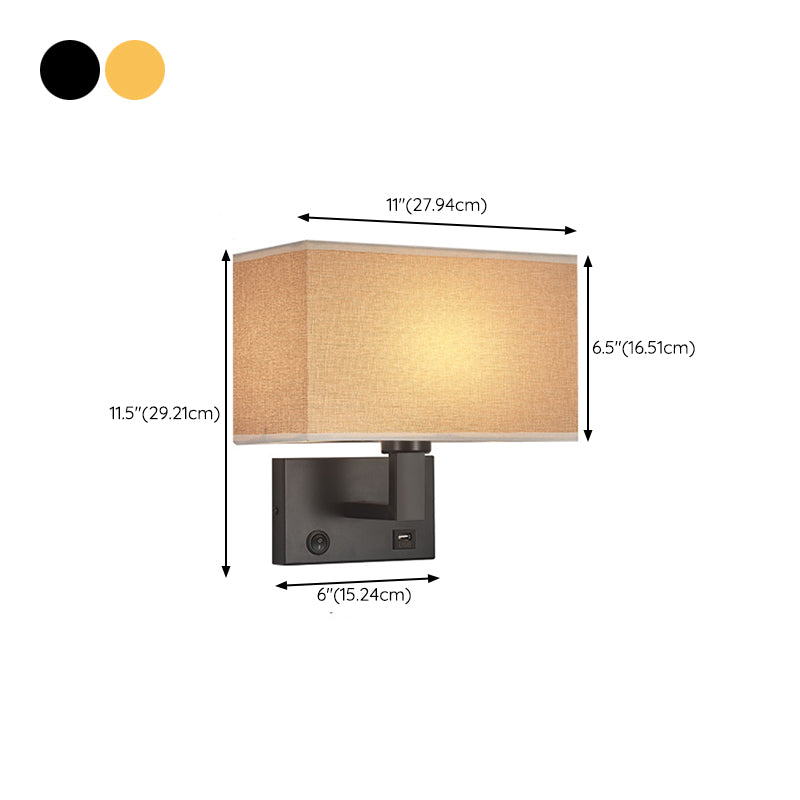 1 - Light Wall Sconce in Black / Gold Metal and Fabric Post Modern Wall Light
