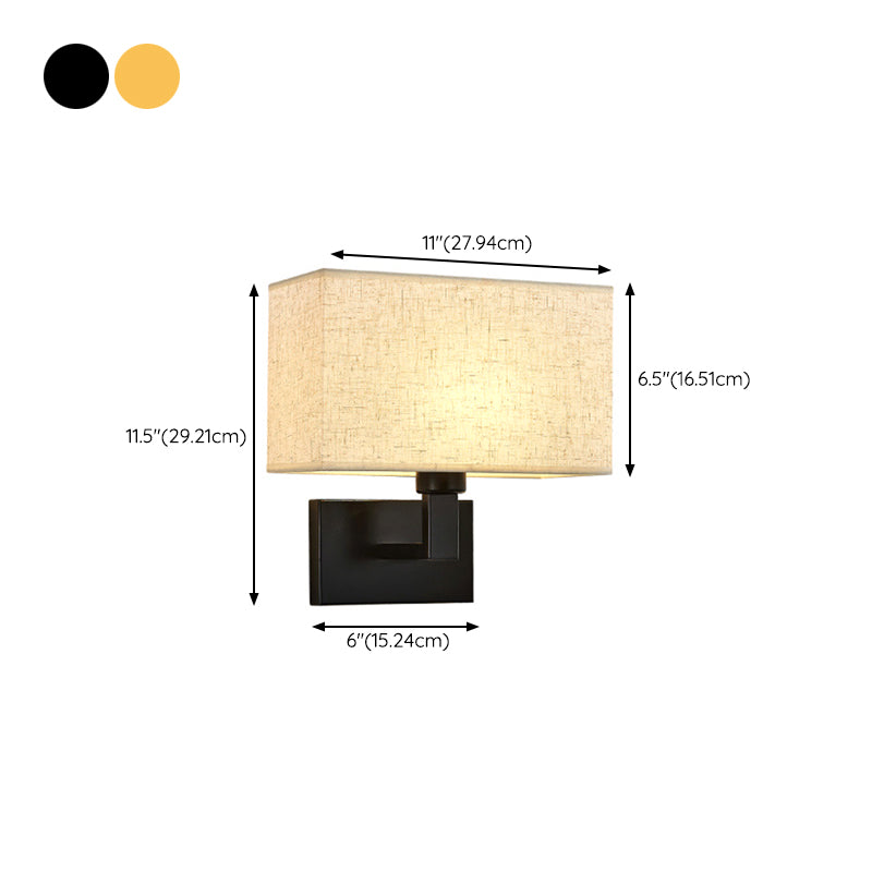 1 - Light Wall Sconce in Black / Gold Metal and Fabric Post Modern Wall Light