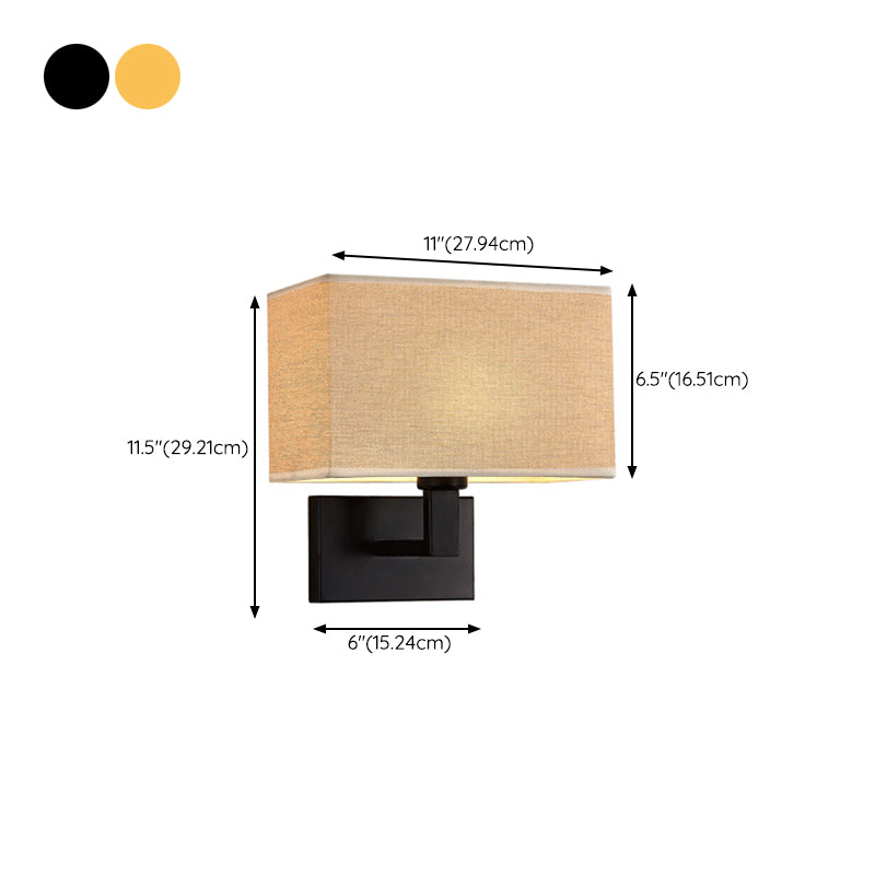 1 - Light Wall Sconce in Black / Gold Metal and Fabric Post Modern Wall Light