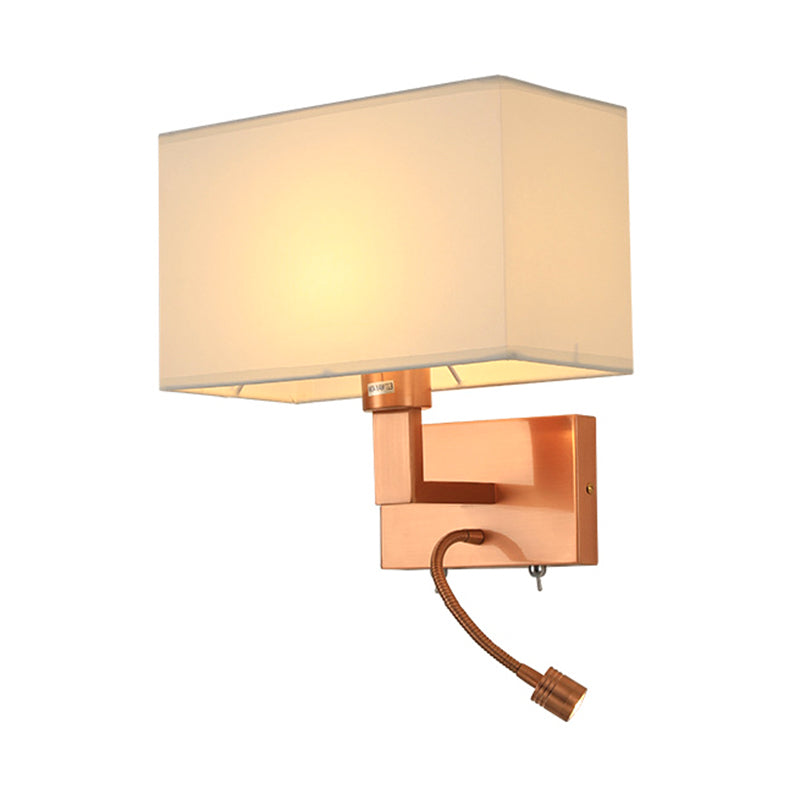 Rectangle Fabric Shade Wall Sconce in Pink Iron Wall Lighting Fixture