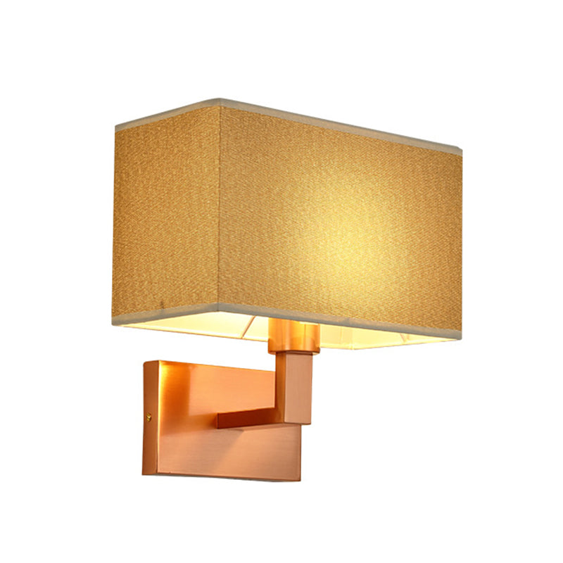 Rectangle Fabric Shade Wall Sconce in Pink Iron Wall Lighting Fixture