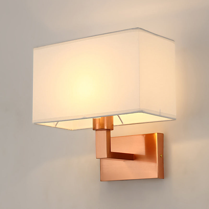 Rectangle Fabric Shade Wall Sconce in Pink Iron Wall Lighting Fixture