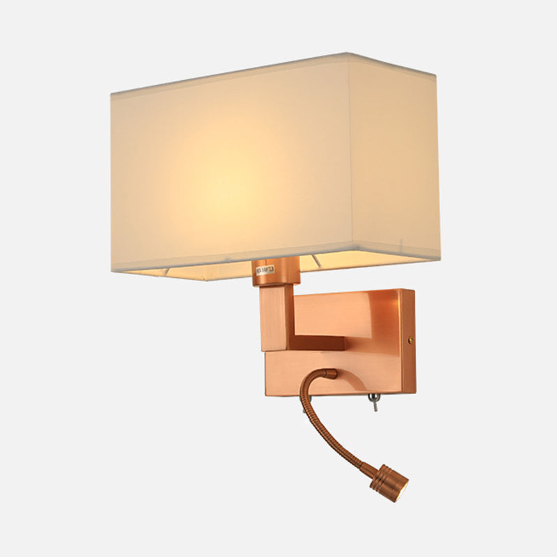 Rectangle Fabric Shade Wall Sconce in Pink Iron Wall Lighting Fixture