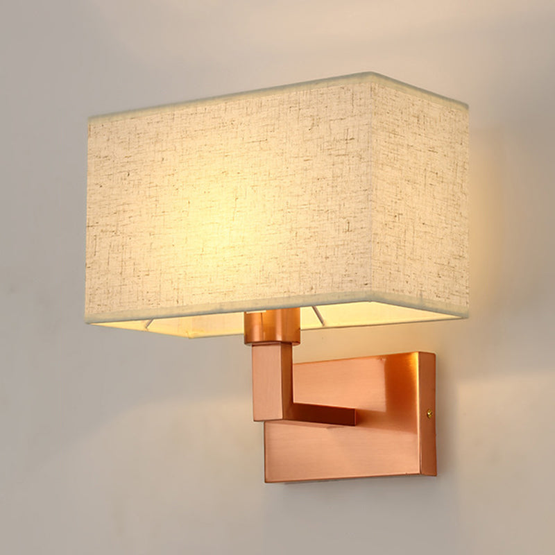 Rectangle Fabric Shade Wall Sconce in Pink Iron Wall Lighting Fixture