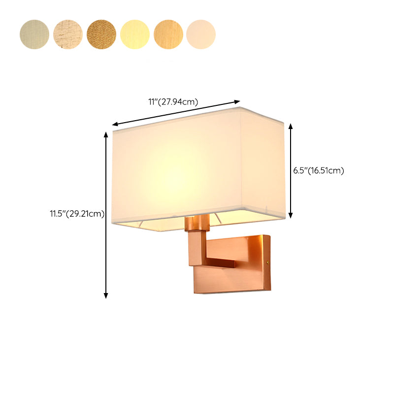 Rectangle Fabric Shade Wall Sconce in Pink Iron Wall Lighting Fixture