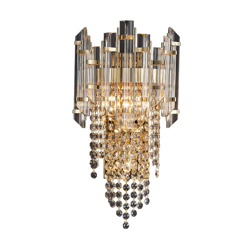 3-Light Modern Golden Wall Mounted Sconce Unique Crystal Wall Light for Bedroom