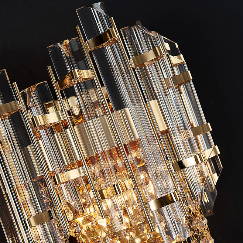 3-Light Modern Golden Wall Mounted Sconce Unique Crystal Wall Light for Bedroom