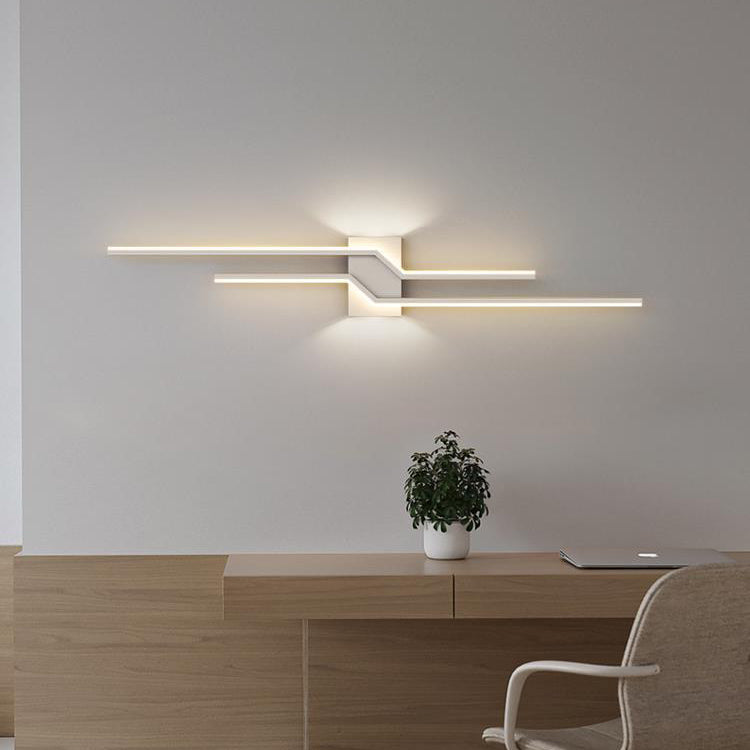 2-Light Modernism Wall Mounted Sconce White/Black LED Wall Light for Foyer