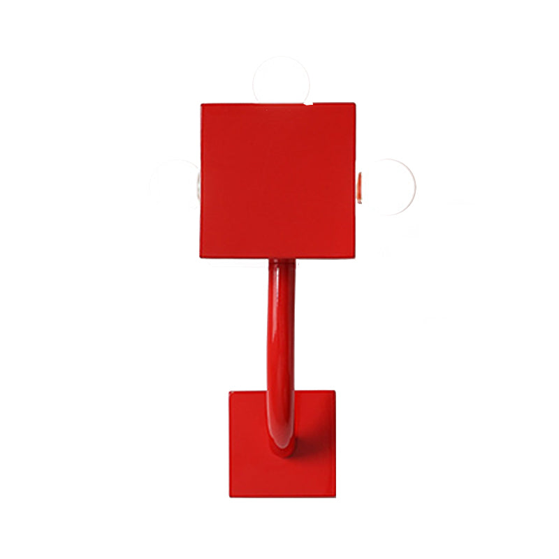 Modern Sconce Light Geometric Metal 3 Lights Wall Lamp in Red