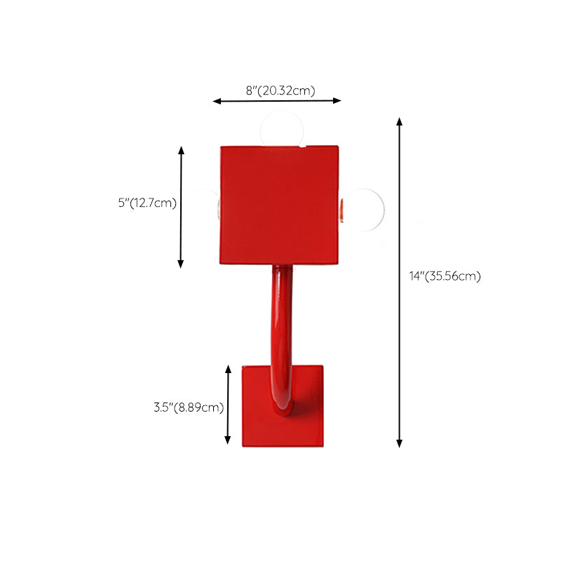 Modern Sconce Light Geometric Metal 3 Lights Wall Lamp in Red