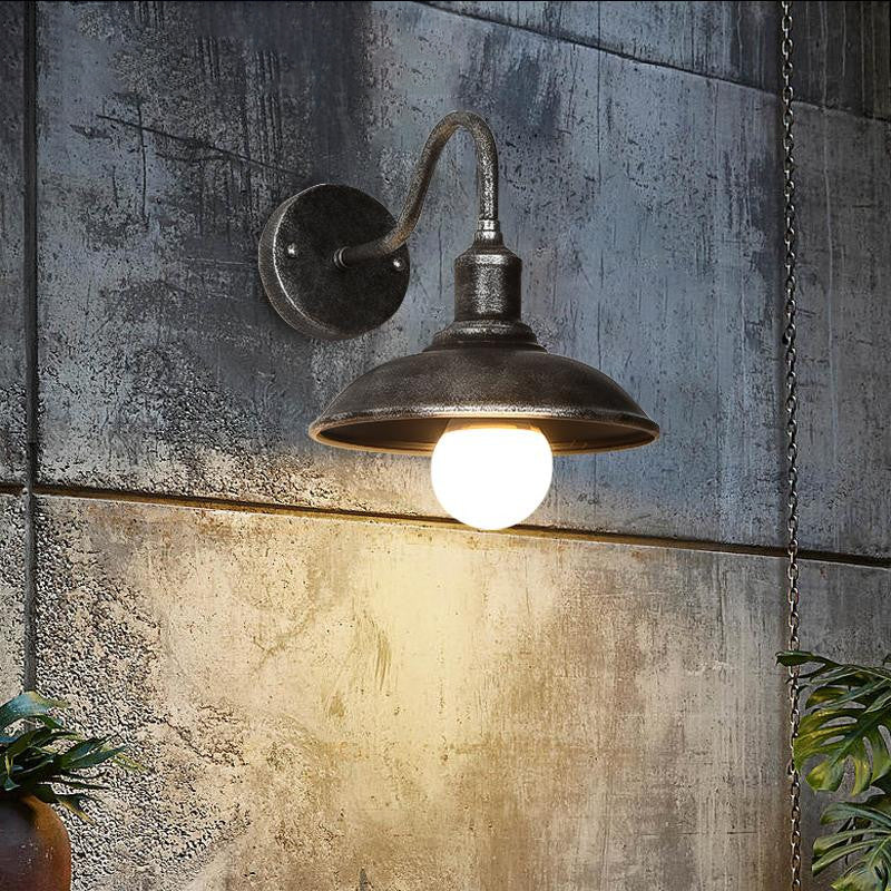 Industrial Wall Sconce Geometric Shape Wall Light with Metal Shade for Courtyard