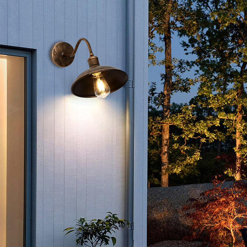 Industrial Wall Sconce Geometric Shape Wall Light with Metal Shade for Courtyard