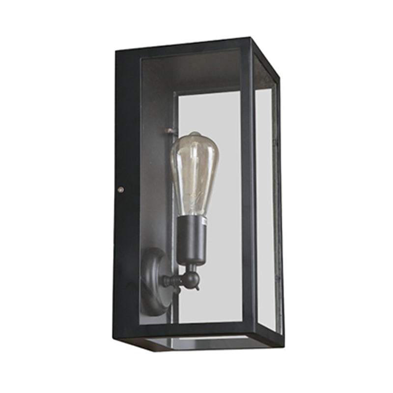 Industrial Metal Wall Sconce Geometric Shape Wall Light with Glass Shade for Courtyard