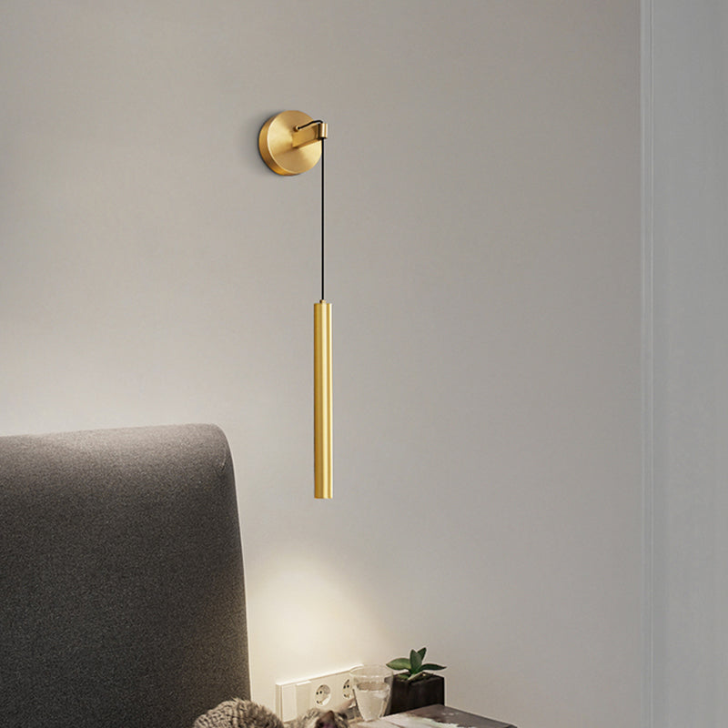 Modern Metal Wall Sconce Cylinder Shape Wall Light for Bedroom