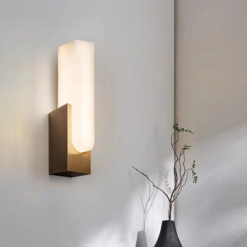 Post-Modern Wall Sconce Marble-Shade Sconce Light Fixture for Living Room