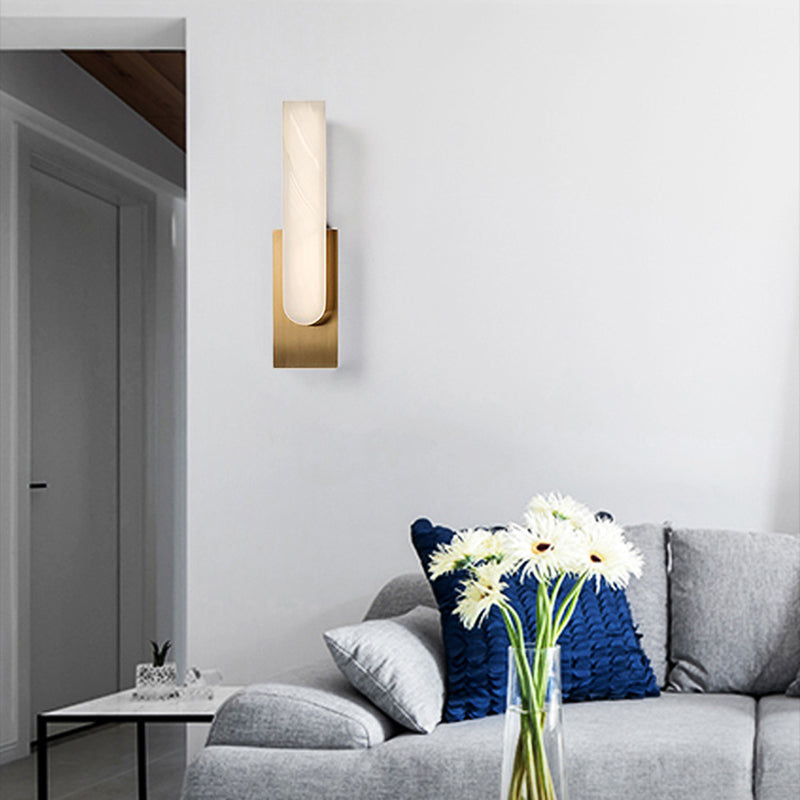 Post-Modern Wall Sconce Marble-Shade Sconce Light Fixture for Living Room