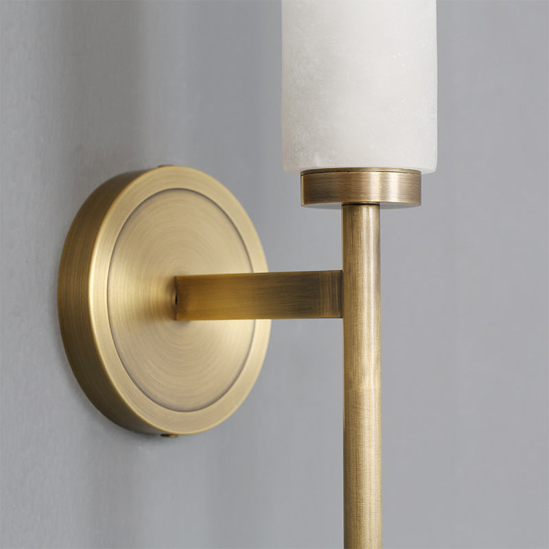 Trio 1 / 2 - Light Traditional Bath Sconce Solid Brass & Marble Bathroom Vanity Lighting