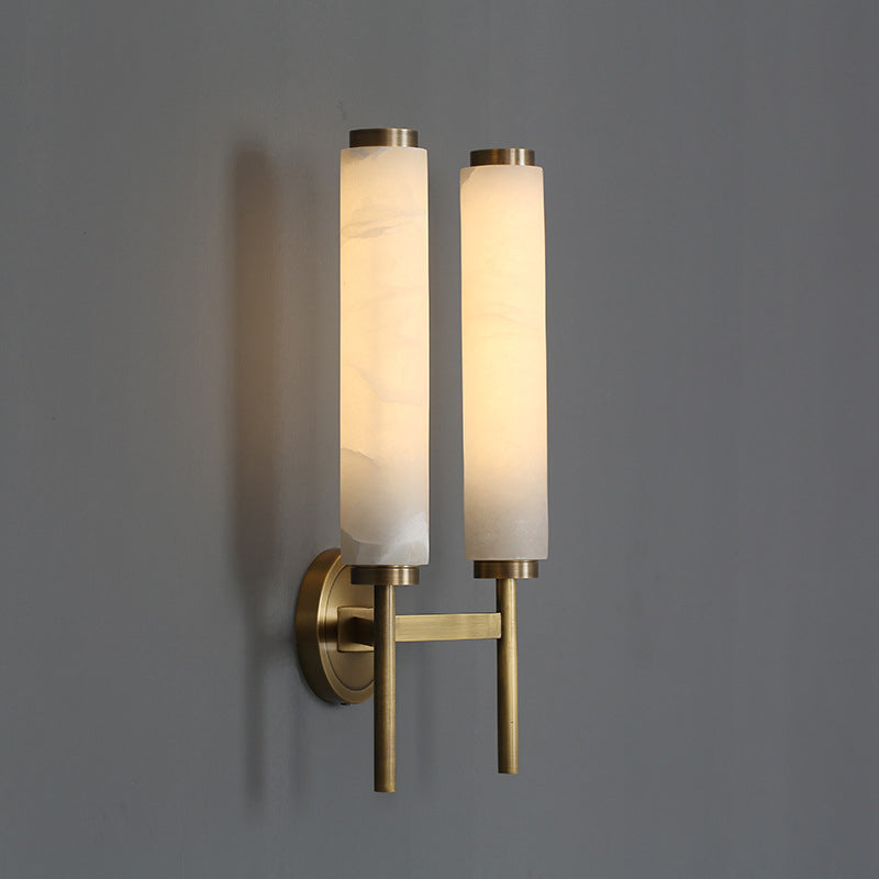 Trio 1 / 2 - Light Traditional Bath Sconce Solid Brass & Marble Bathroom Vanity Lighting