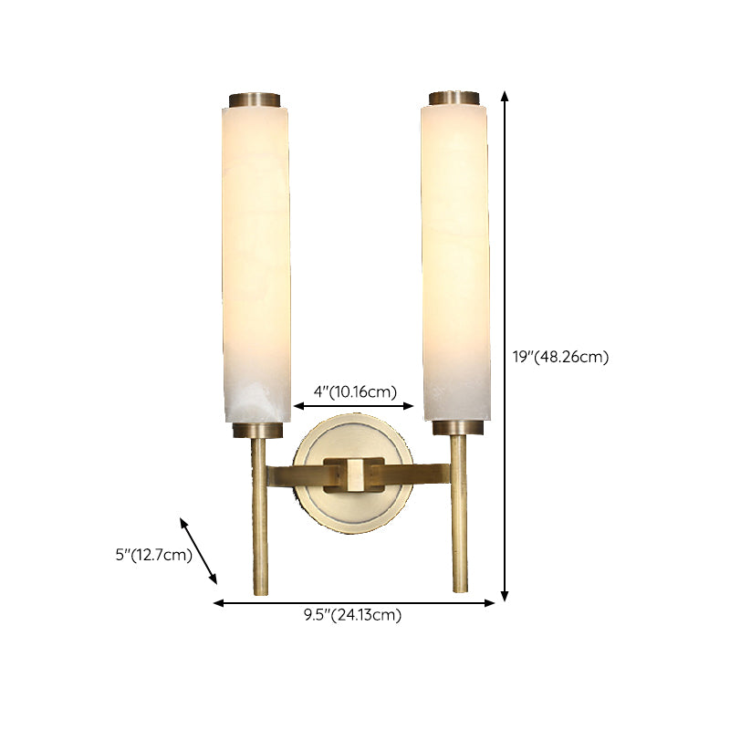 Trio 1 / 2 - Light Traditional Bath Sconce Solid Brass & Marble Bathroom Vanity Lighting