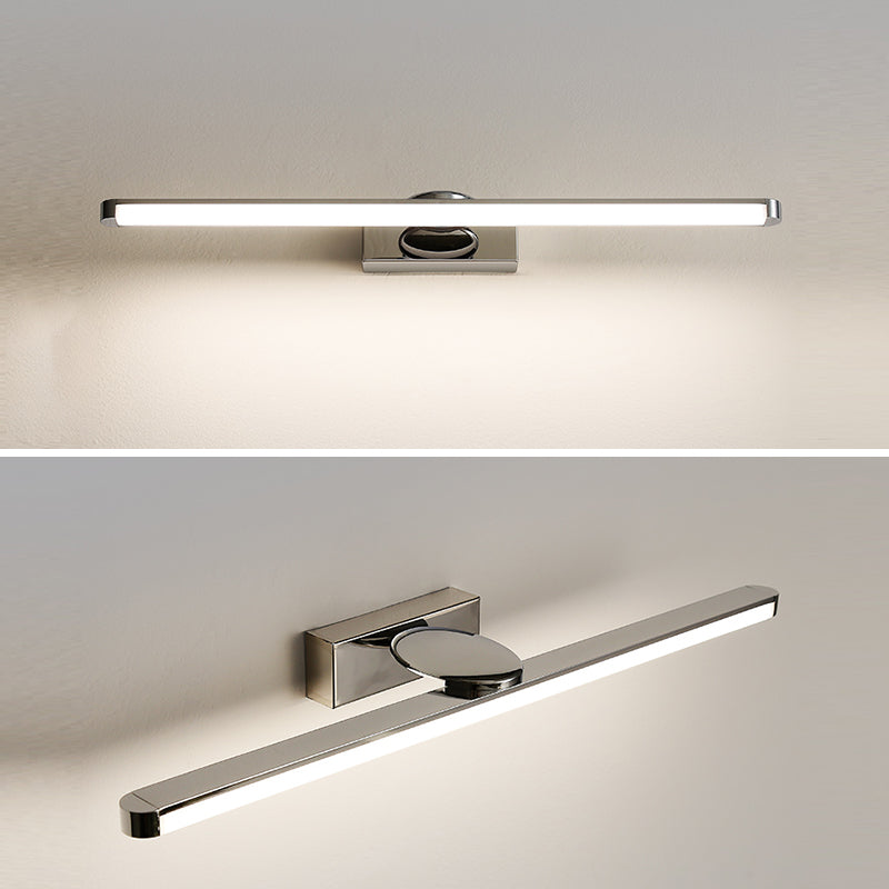 Modern Vanity Lighting Metal Wall Light Fixture in Silver for Bathroom