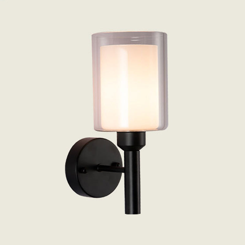 Modern Vanity Lighting Cylinder Wall Light Fixture with Glass for Bathroom
