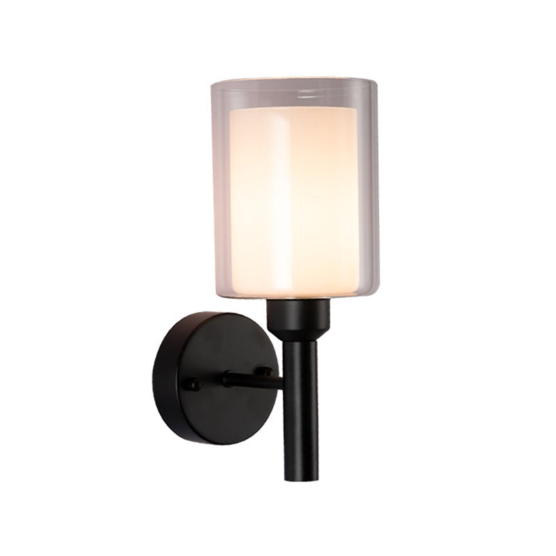 Modern Vanity Lighting Cylinder Wall Light Fixture with Glass for Bathroom