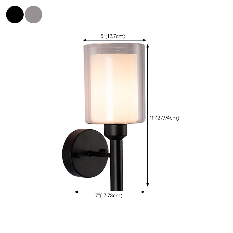 Modern Vanity Lighting Cylinder Wall Light Fixture with Glass for Bathroom
