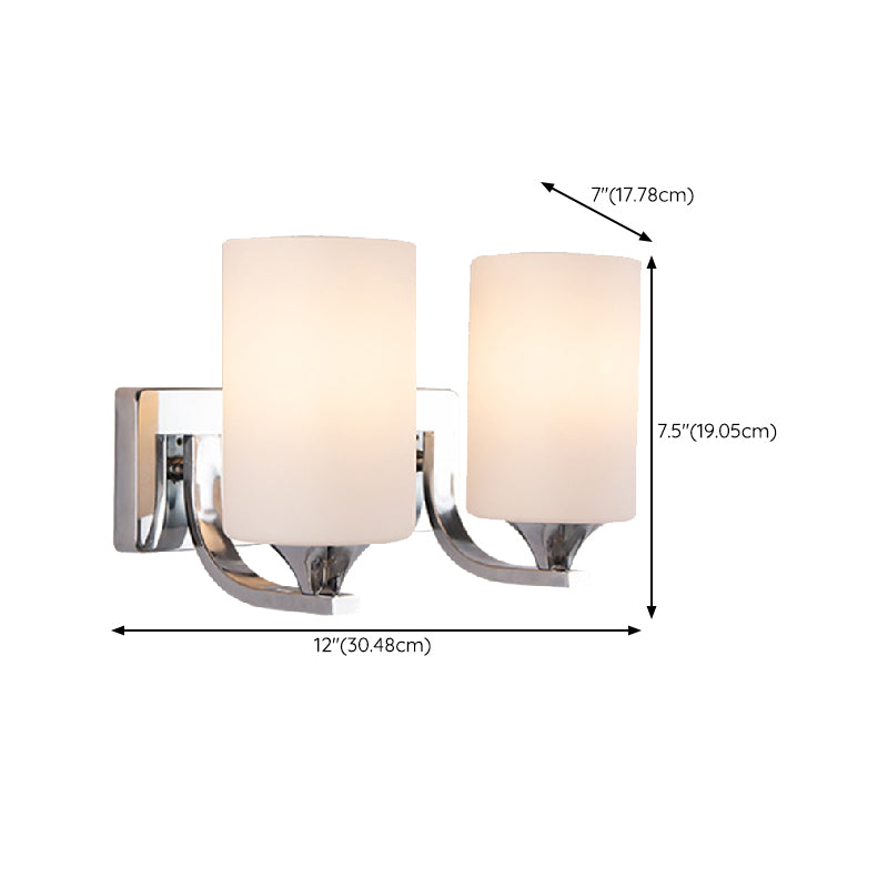 Modern Chrome Vanity Lighting Glass Shade Wall Light Fixture for Bathroom