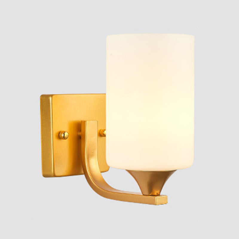 Modern Vanity Lighting Glass Shade Wall Light Fixture in Gold for Bathroom