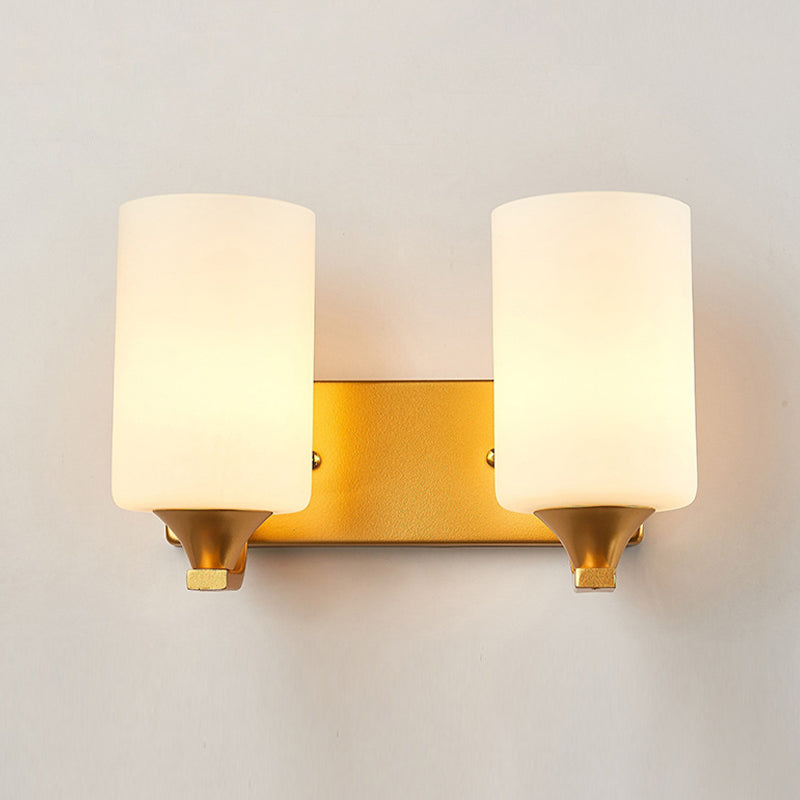 Modern Vanity Lighting Glass Shade Wall Light Fixture in Gold for Bathroom