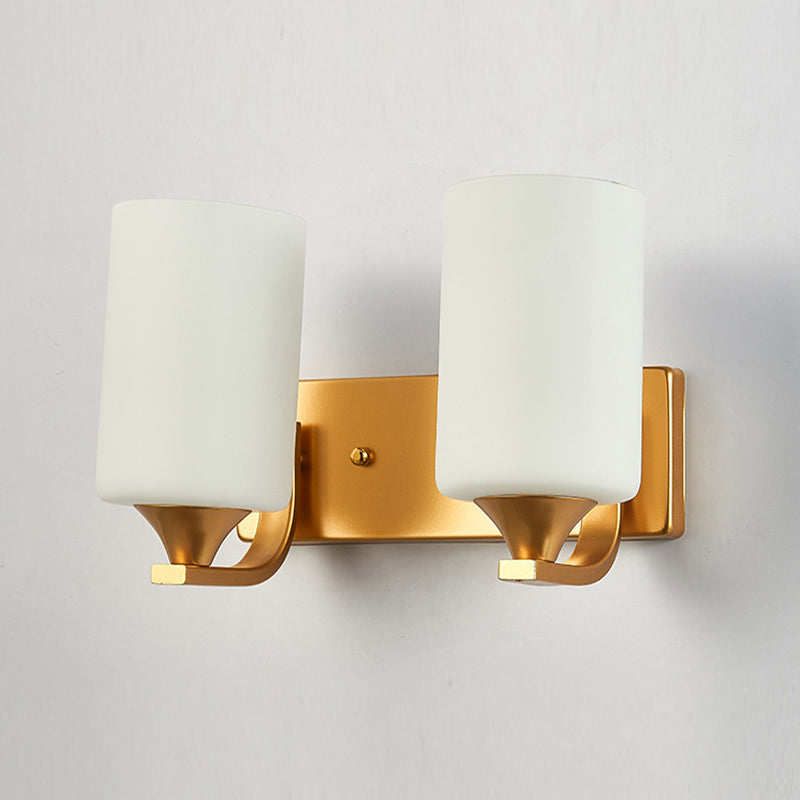 Modern Vanity Lighting Glass Shade Wall Light Fixture in Gold for Bathroom