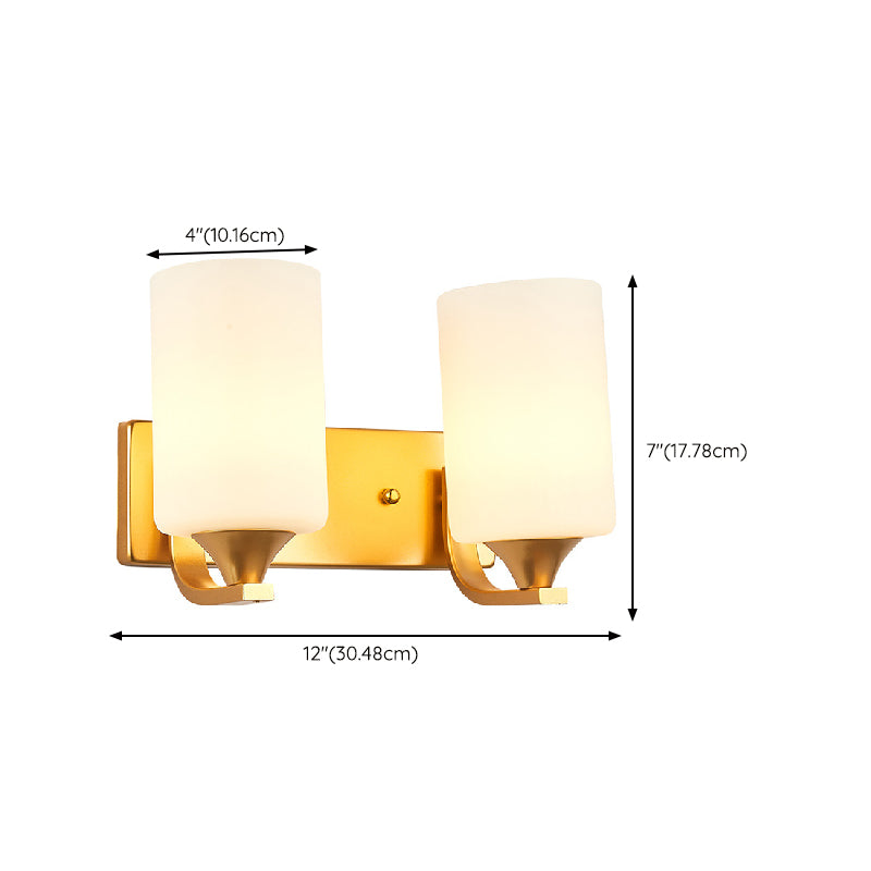 Modern Vanity Lighting Glass Shade Wall Light Fixture in Gold for Bathroom