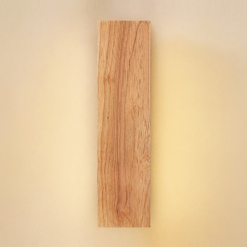 Contemporary Vanity Light Rectangle Wall Sconce with Wood for Bathroom